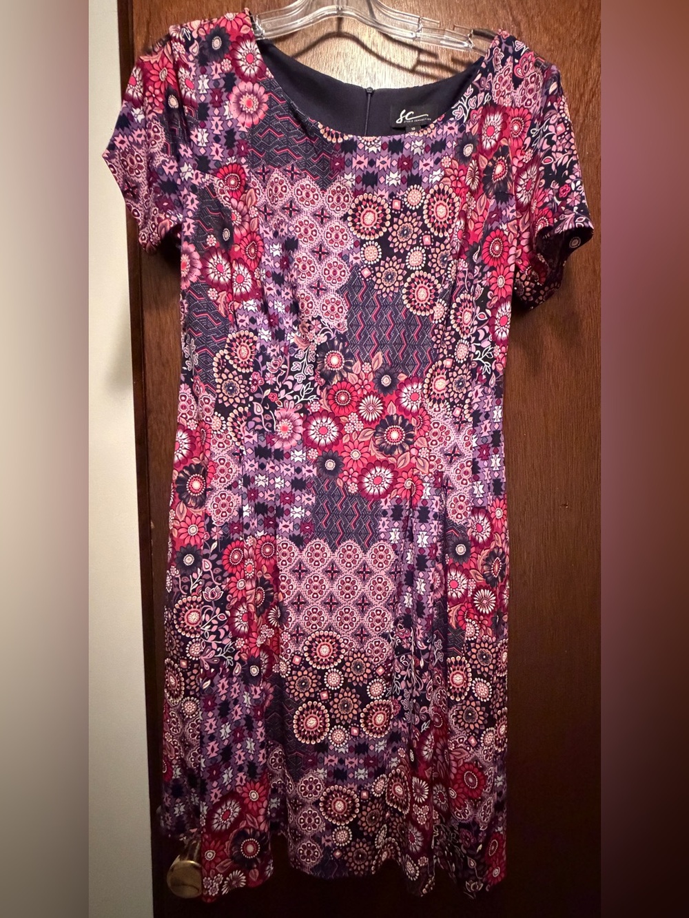Floral Pattern Pink and Purple Dress